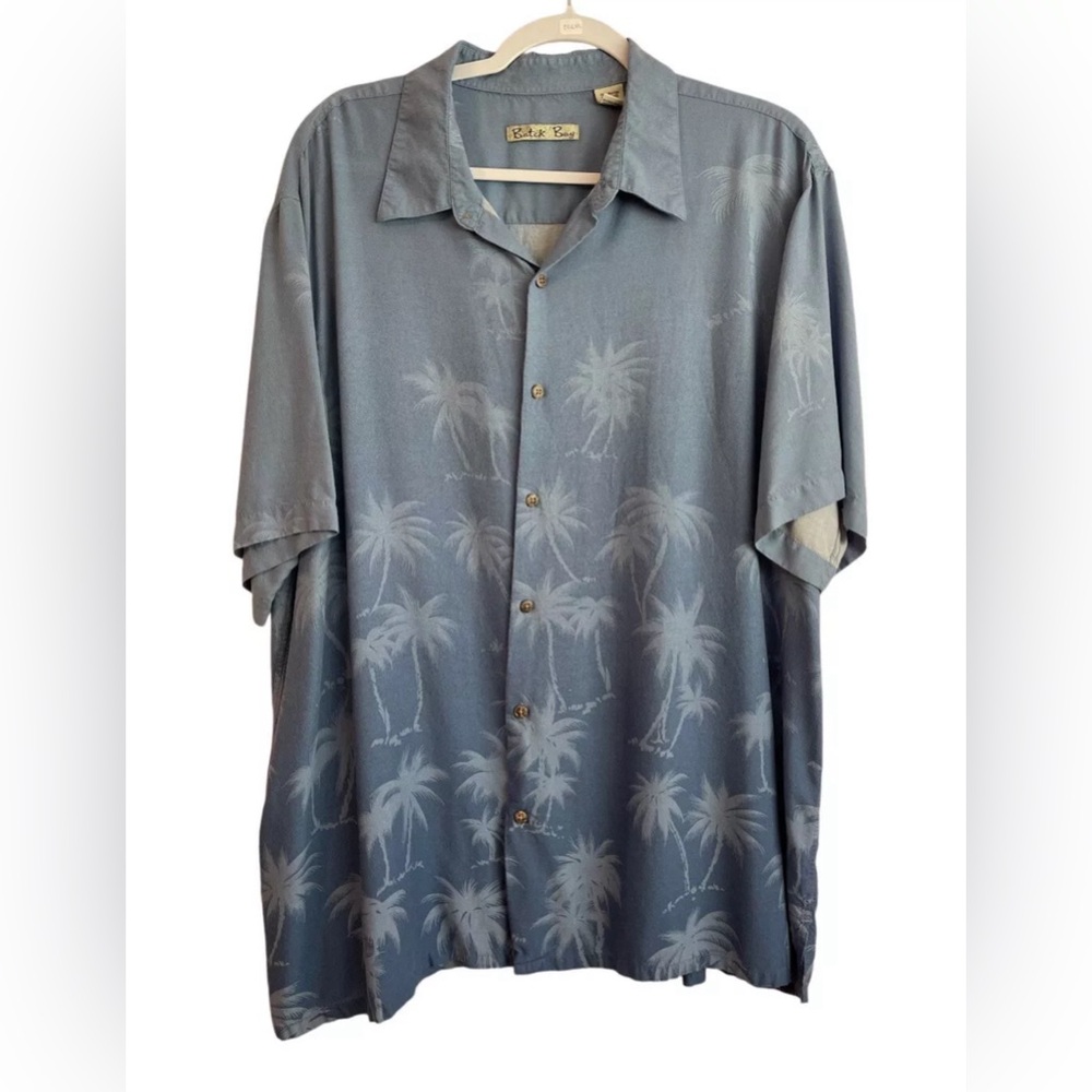 Batik Bay Men's Button Up Hawaiian Palm Tree Shirt Blue Size 2X Aloha Tropical